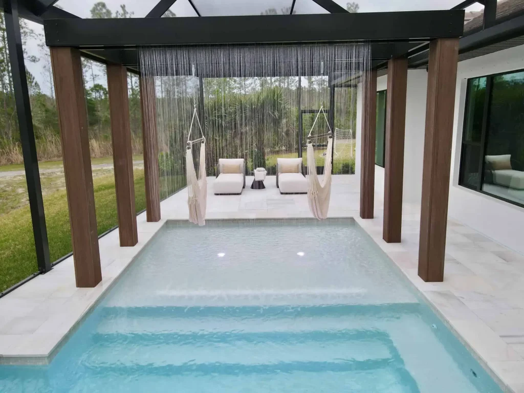 Hot tub and spa as custom pool features in Tampa